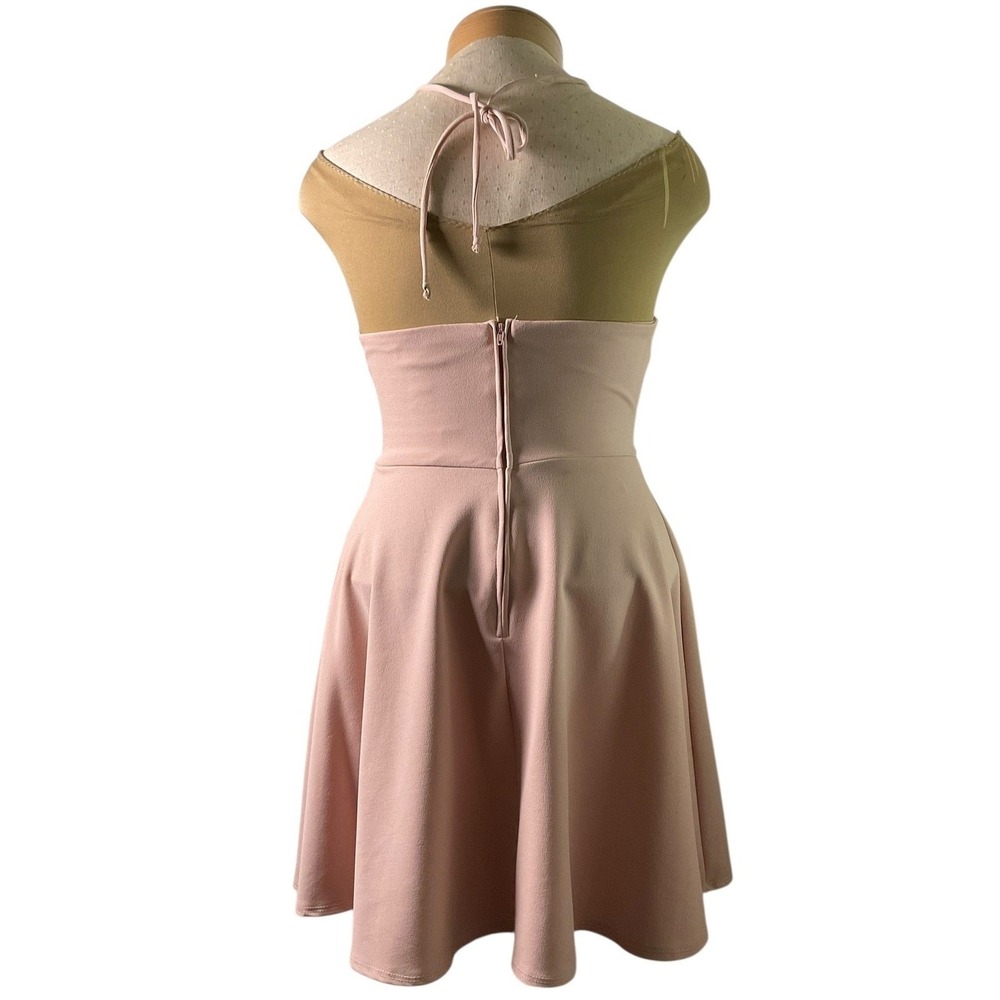B. Darlin Womens Pink Studded Pearl Halter Fit & Flare Skater Dress Size 11/12 - Picture 3 of 9
